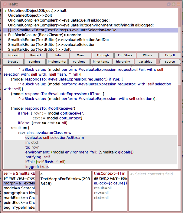 Augmented inspectors in a debugger.