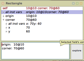 A hierarchical inspector on a `Rectangle`.